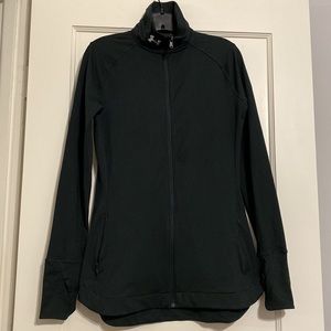 Under Armor Fitted Zip Up Workout/Running Jacket With Zipper Pockets Thumb Holes